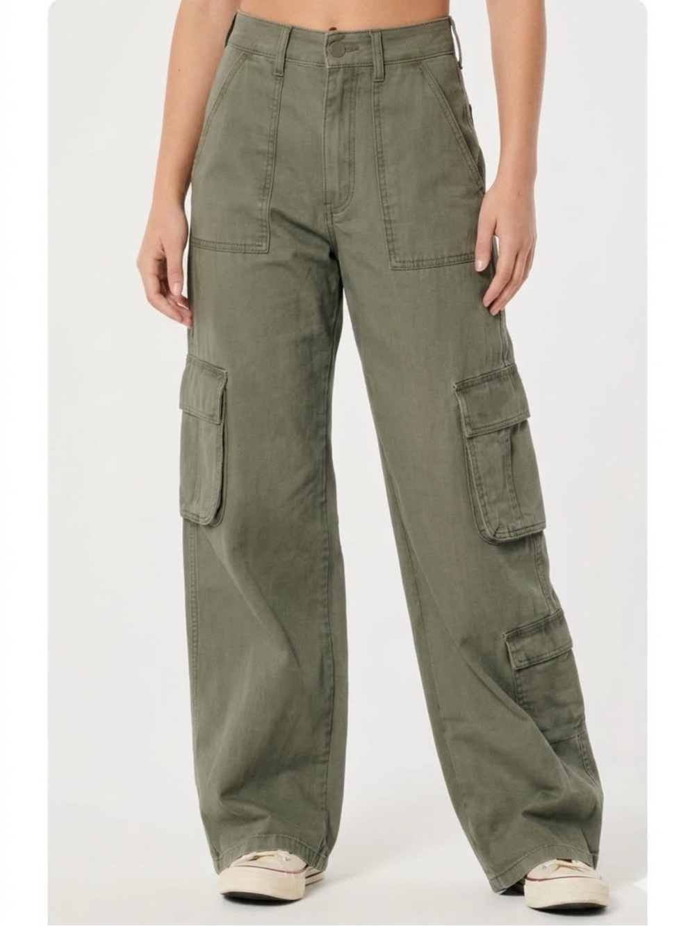 Hollister Ultra High-Rise Baggy Olive Green Cargo Pants